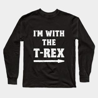 Funny Halloween I'm With The T-Rex Costume Couple (White) Long Sleeve T-Shirt